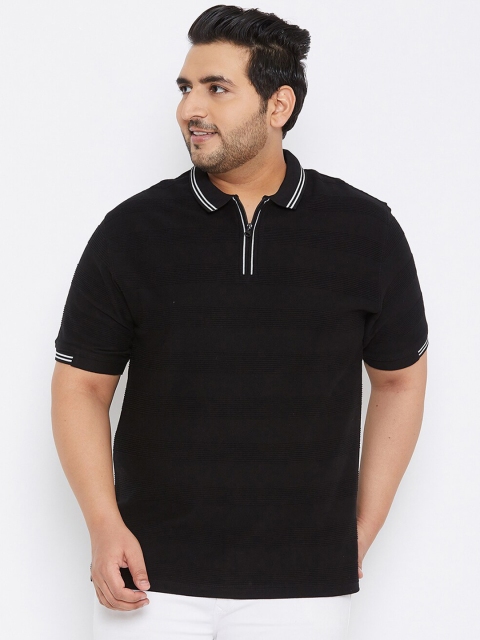 

Instafab Plus Men Black Polo Collar T-shirt