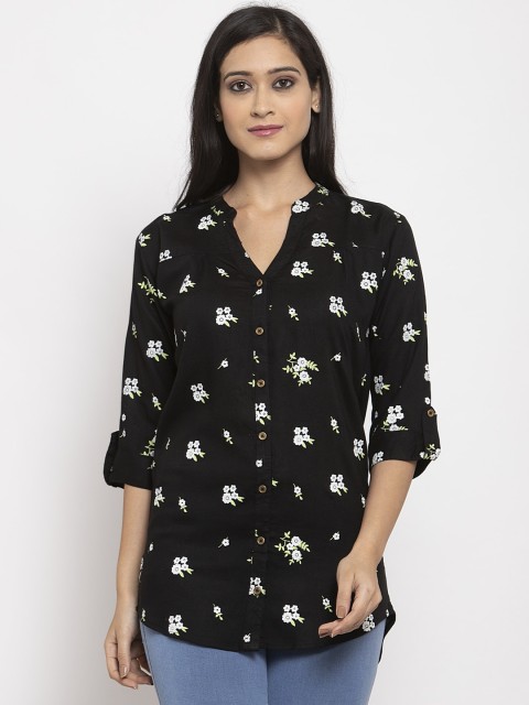

Baani Creations Women Black Floral Printed Casual Shirt