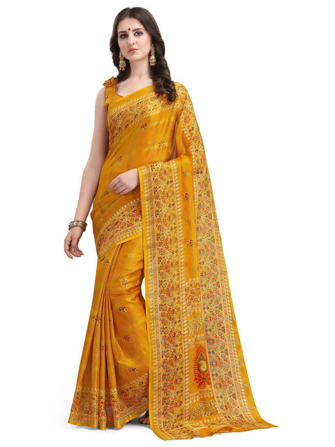 

KALINI Yellow & Red Ethnic Motifs Kota Saree