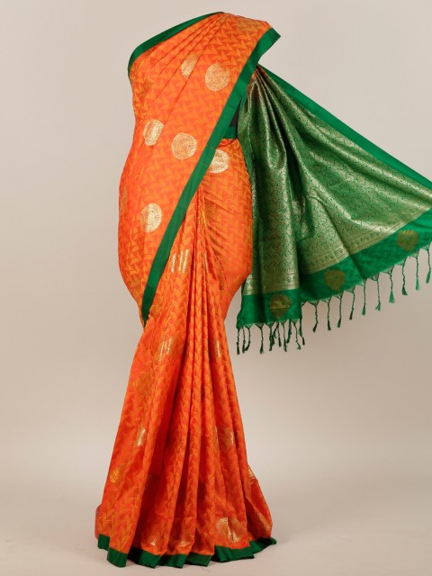 

Pothys Orange & Green Woven Design Art Silk Saree
