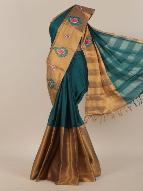 

Pothys Green & Gold-Toned Art Silk Saree