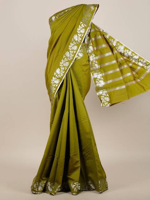 

Pothys Green & Silver-Toned Woven Design Art Silk Saree
