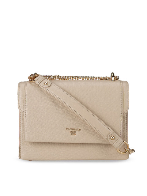 

Da Milano Beige Leather Structured Sling Bag