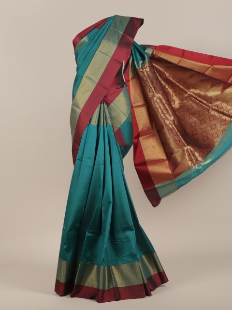 

Pothys Green & Gold-Toned Zari Art Silk Saree