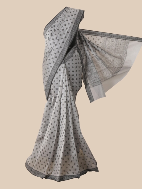 

Pothys Grey & Black Ethnic Motifs Cotton Blend Saree