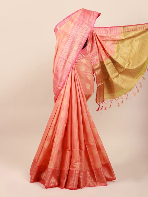 

Pothys Peach & Pink Ethnic Motifs Cotton Blend Saree