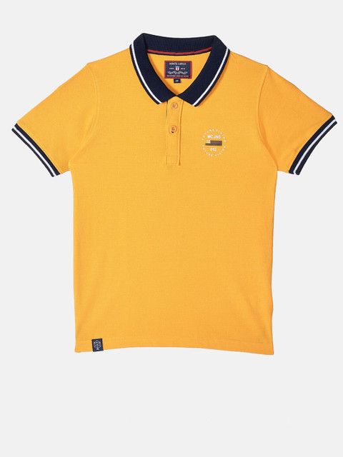

Monte Carlo Boys Mustard Yellow & Black Polo Collar Applique T-shirt