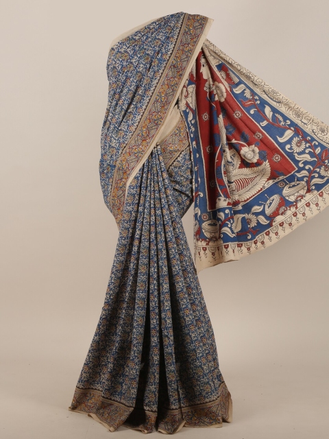 

Pothys Blue & Beige Floral Saree