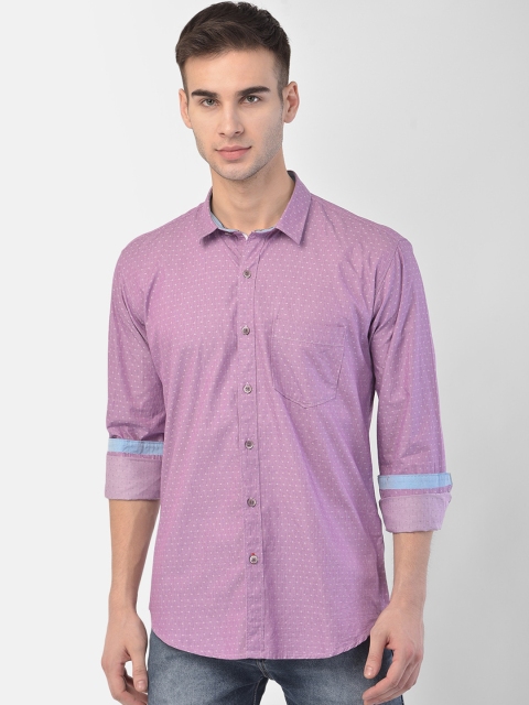 

COBB Men Purple Polka Dots Printed Slim Fit Casual Shirt