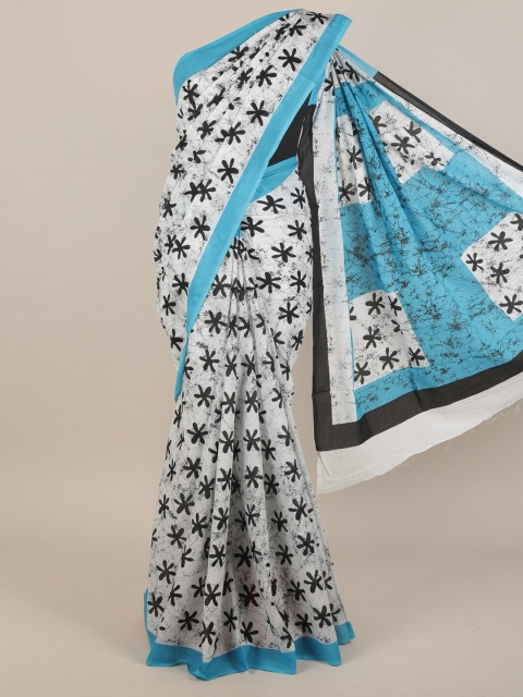 

Pothys White & Black Floral Saree