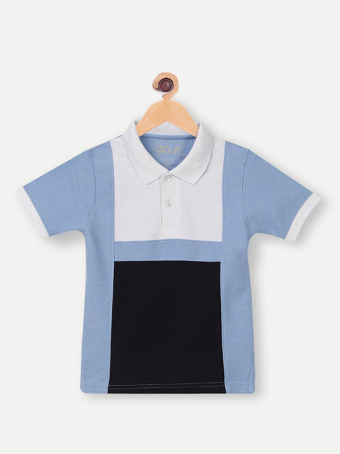 

GOJI Boys Blue Colourblocked Polo Collar T-shirt