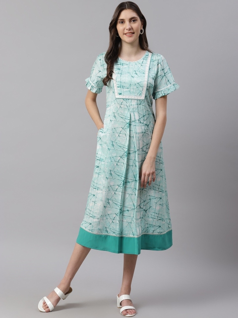 

Shakumbhari Green A-Line Midi Dress