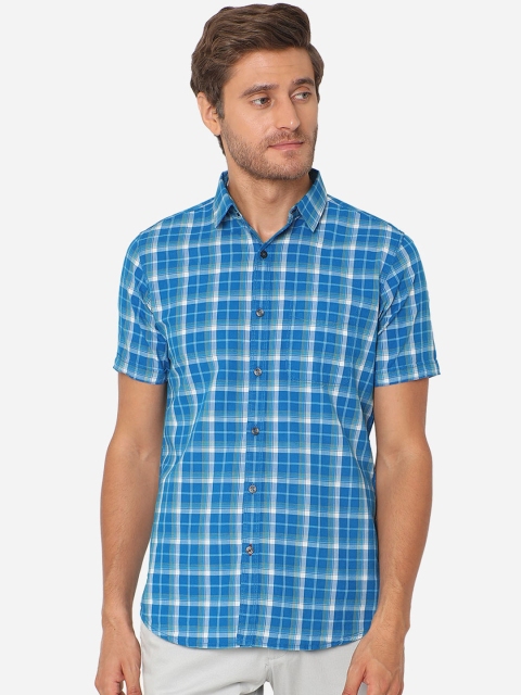

JADE BLUE Men Blue Slim Fit Gingham Checks Checked Casual Shirt