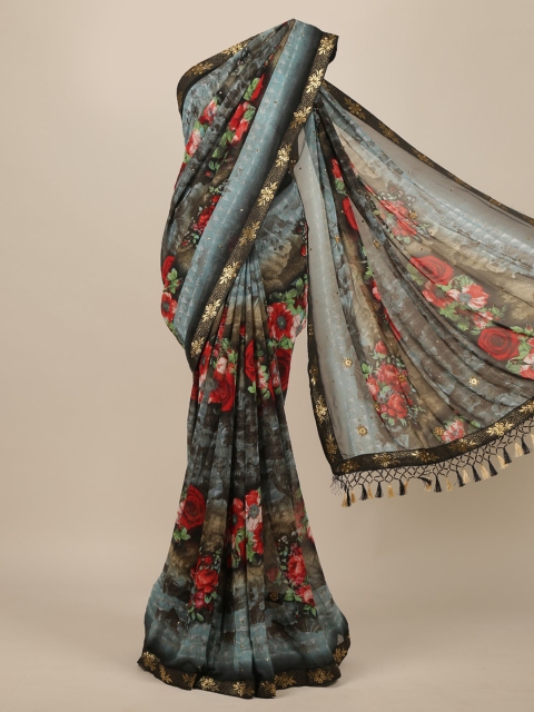 

Pothys Blue & Black Floral Saree