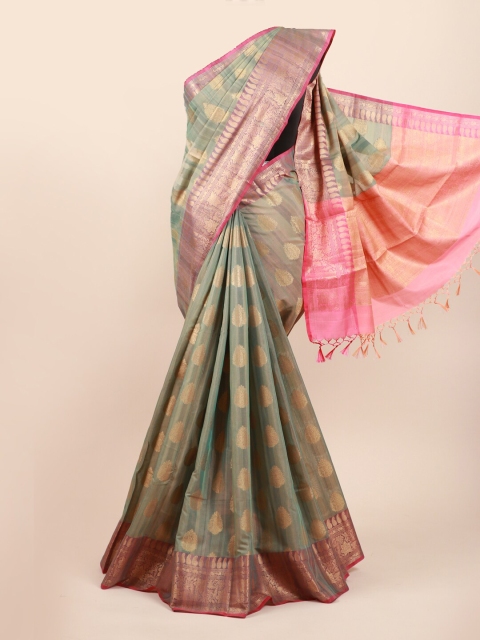 

Pothys Green & Pink Woven Design Cotton Blend Saree