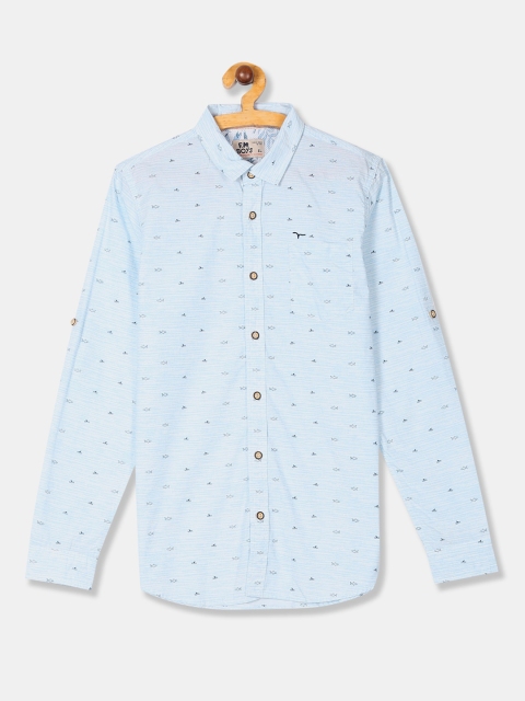 

Flying Machine Boys Blue Printed Casual Shirt
