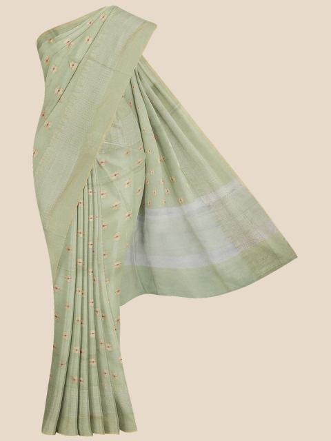 

Kalamandir Women Green Floral Silk Blend Chanderi Saree