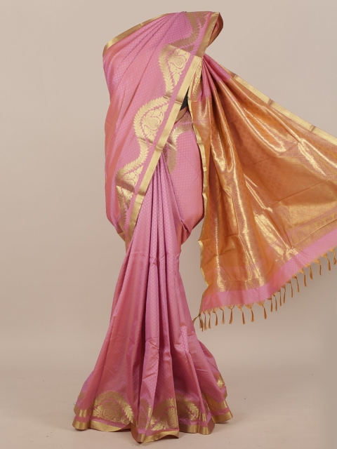 

Pothys Pink & Gold-Toned Ethnic Motifs Zari Art Silk Saree