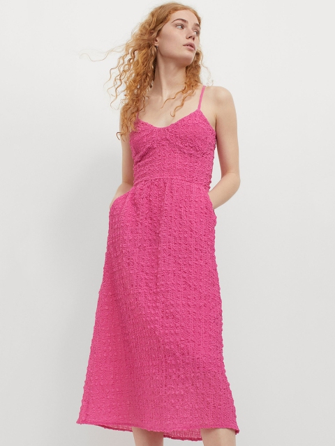 

H&M Women Pink Solid Open-Backed Dress