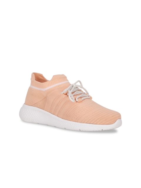 

Bruno Manetti Women Peach-Coloured Woven Design Sneakers