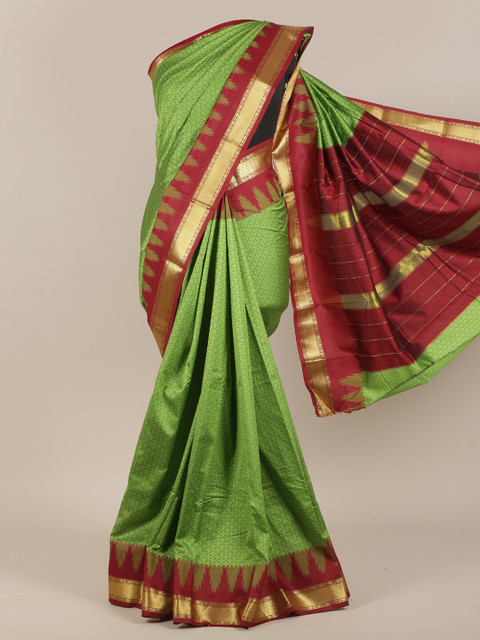 

Pothys Green & Red Woven Design Art Silk Saree