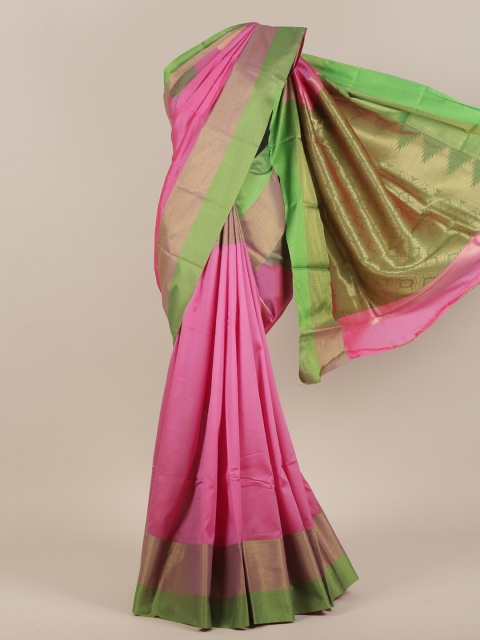 

Pothys Pink & Green Ethnic Motifs Zari Art Silk Saree