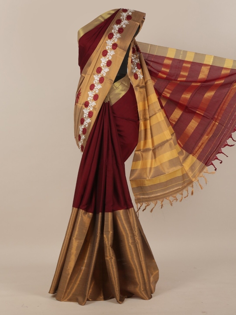 

Pothys Maroon & White Batik Art Silk Saree