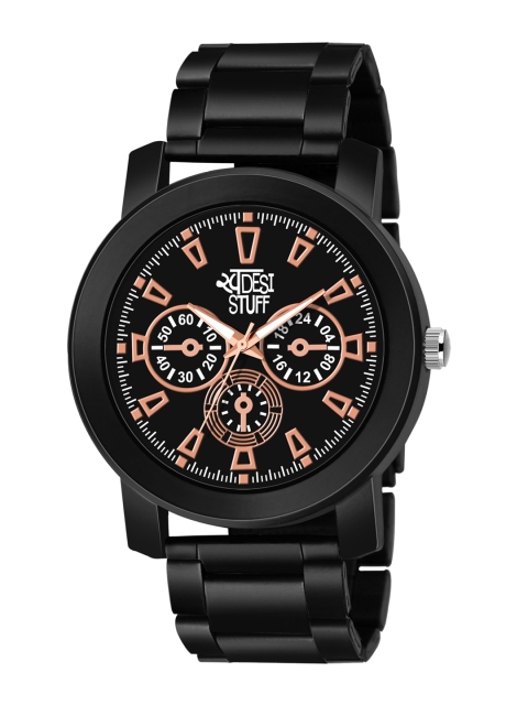 

SWADESI STUFF Men Black Dial & Black Bracelet Style Straps Analogue Watch