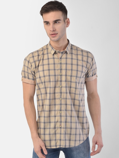 

COBB Men Beige Slim Fit Tartan Checks Checked Casual Shirt