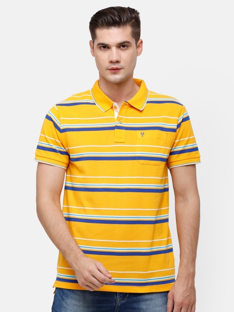

Classic Polo Men Multi Striped Polo Collar Slim Fit T-shirt, Yellow