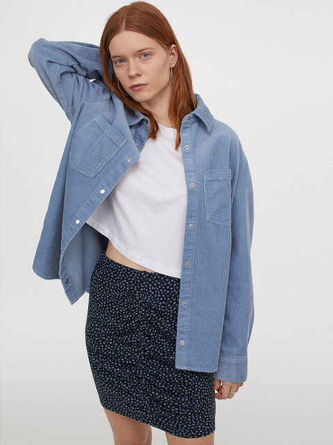 

H&M Women Black & Blue Printed Draped Skirt