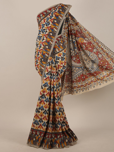 

Pothys Multicoloured Ethnic Motifs Cotton Blend Saree, Multi