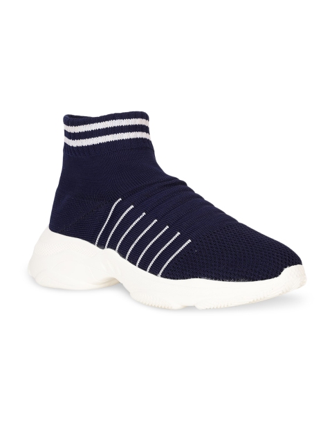 

Bruno Manetti Men Navy Blue Woven Design Slip-On Sneakers