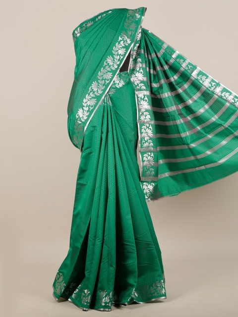 

Pothys Green & Silver-Toned Woven Design Zari Art Silk Saree