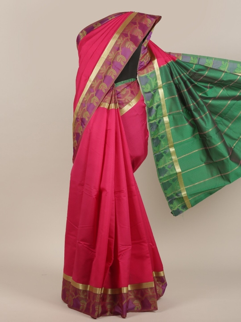 

Pothys Pink & Green Ethnic Motifs Zari Art Silk Saree