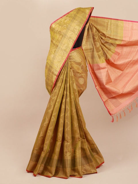

Pothys Olive & Pink Ethnic Motifs Saree
