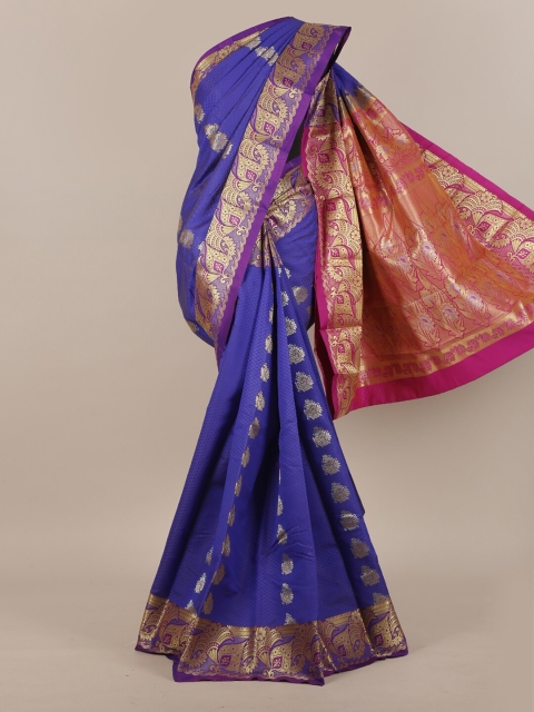 

Pothys Blue & Pink Ethnic Motifs Art Silk Saree