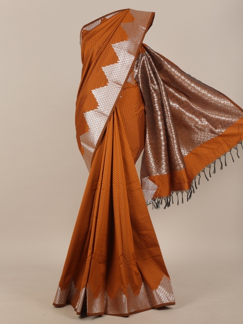 

Pothys Mustard Yellow & Silver-Toned Ethnic Motifs Zari Art Silk Saree