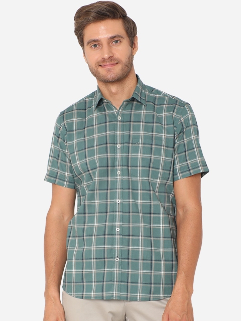 

JADE BLUE Men Green Slim Fit Checked Cotton Casual Shirt