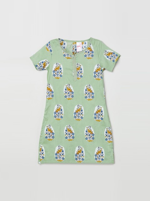 

max Girls Green Floral Kurta