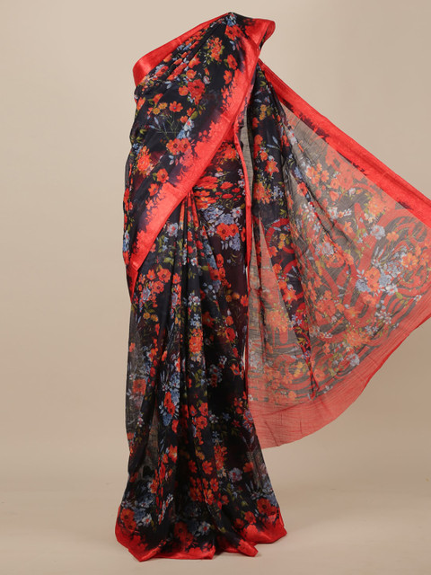 

Pothys Navy Blue & Red Floral Saree