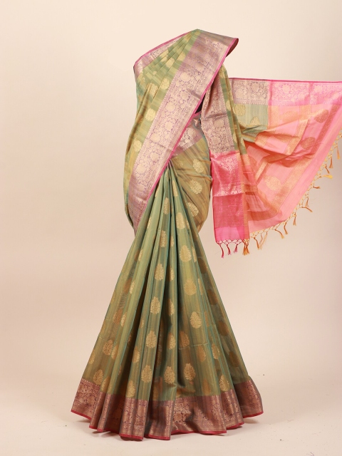 

Pothys Green & Gold-Toned Ethnic Motifs Zari Saree