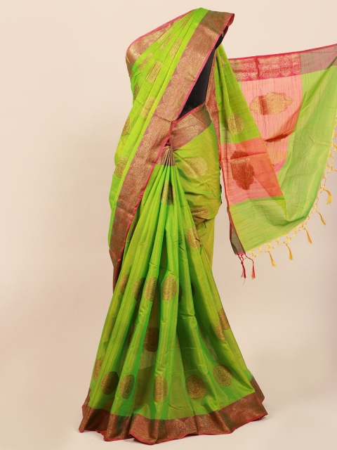 

Pothys Green & Pink Ethnic Motifs Saree