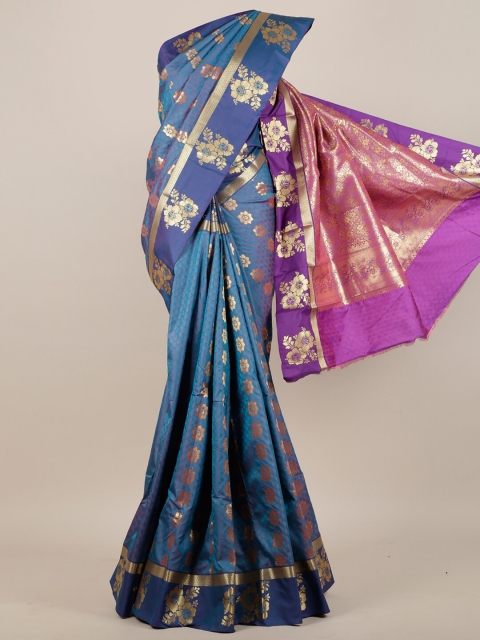 

Pothys Blue & Gold-Toned Woven Design Zari Art Silk Saree