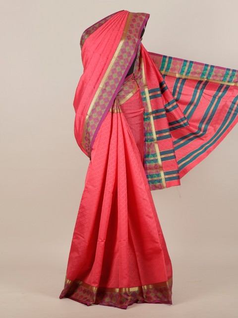 

Pothys Pink Floral Zari Art Silk Saree