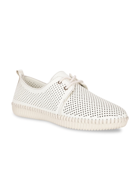 

Bruno Manetti Women White Woven Design Sneakers