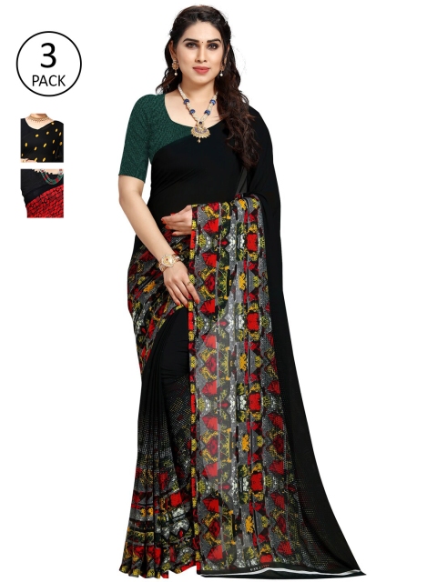 

KALINI Multi Pack of 3 Printed Poly Georgette Saree