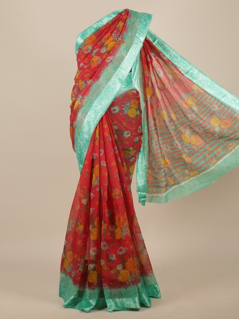 

Pothys Red & Green Floral Saree