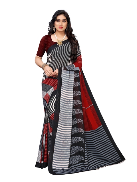 

KALINI Grey & Black Poly Georgette Saree