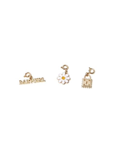 

FOREVER 21 Set Of 3 Gold-Toned & White Baby Girl Daisy Lock Pendants